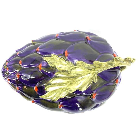 Vintage Mancioli Italy Pottery Faience Hand Painted Artichoke Soup Tureen - Picture 4 of 12